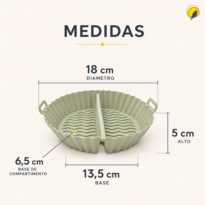 Molde Silicona Doble Air Fryer Horno 18 cm Con Divisor Verde - Vista 2