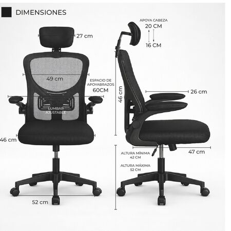 Silla Ergonómica Para Escritorio Oficina Mesh DarktLight