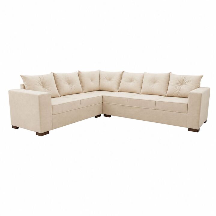 Sillon esquinero Bariloche con seis lugares color crema claro - Vista 1
