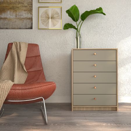 Chifonier 0,64m 5 Cajones Olmo F. Gris C. Tables