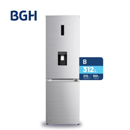 Heladera Combi No Frost BGH BRC330I1A Inverter 312LTS Inox Con Dispenser