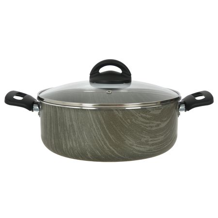 Cacerola 24 Cm Antiadherente Tapa Vidrio Terra Aston
