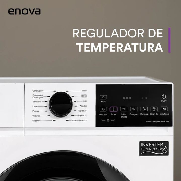 LAVARROPAS AUTOMÁTICO E-NOVA LE-06F12BL 6.5 KG 1200 RPM CARGA FRONTAL INVERTER BLANCO - Vista 4