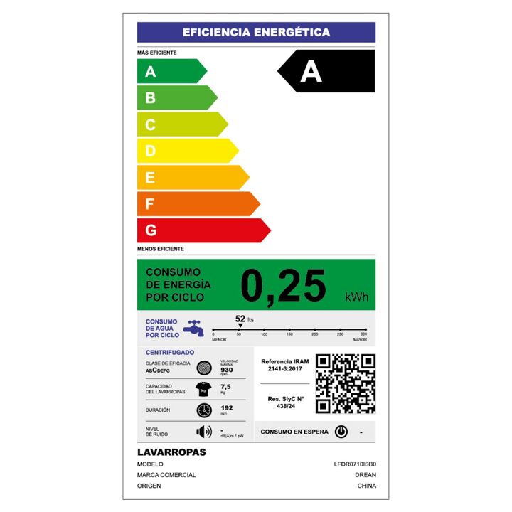 Lavarropas Carga Frontal Inverter 7,5 Kg Blanco Drean - LFDR0710ISB0 - Vista 9