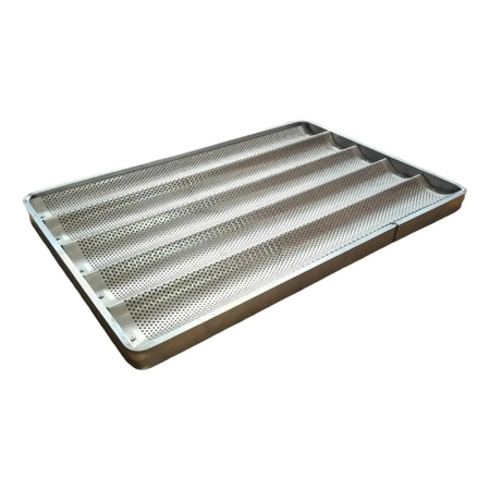 Bandeja Baguetera 5 Ondas Aluminio Lozafer Molde Baguette Gris