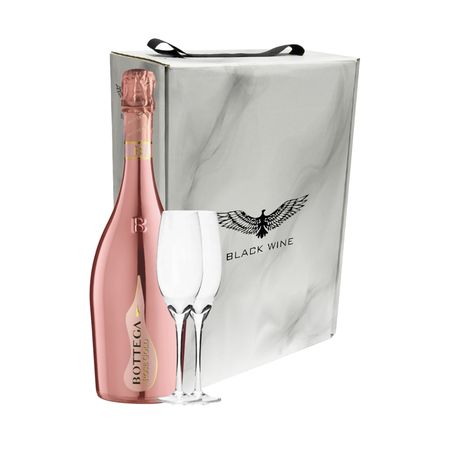 Set Espumante Prosecco Bottega Gold Rose y 2 Copas Con Estuche