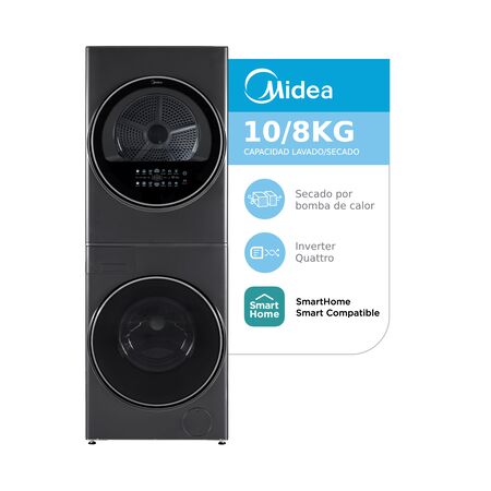 Torre De Lavado Midea 10/8kg Smart Mtf-100wb/t-ar Titanio