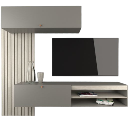 Mueble Rack Tv Flotante Centro De Entretenimiento Living Tables 1113 Nevado Gris