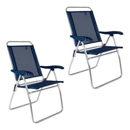 Kit X2 Silla Reclinable Mor Boreal De Aluminio C/Portavasos