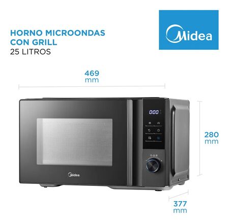 Microondas Midea 25 L Digital Con Grill Negro MW-DG125BA