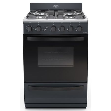 Cocina Tst Waykuna 4 Hornallas 58 Cm Puerta Visor Negro Mate