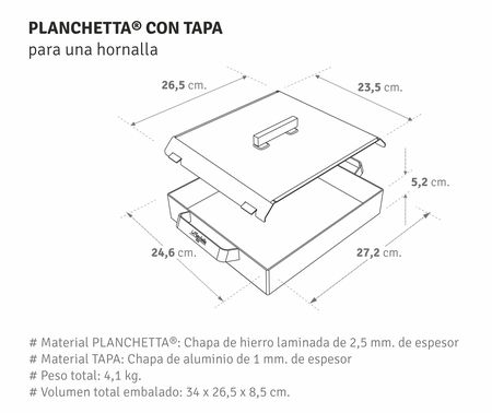 Familia de Planchetas Plancheta 2H con Tapa + Plancheta 1H con Tapa  + Planchetitta Express de Regalo - La Planchetta 