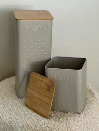 Set x2 LATA CUADRADA GREY TAPA BAMBOO