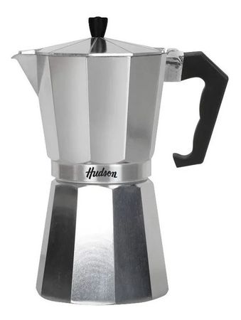 Cafetera Aluminio Pulido Hudson Tipo Italiana 6 Tazas Plateado