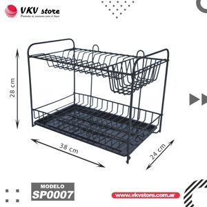 Secaplatos Escurridor Para 12 Platos Con Cubiertero 38x25x25 NEGRO