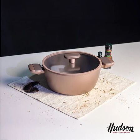 Olla Aluminio 24cm Inducción Antiadherente Línea Gala Hudson Rosa