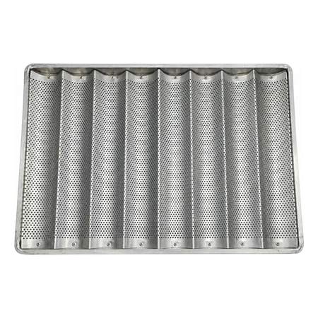 Baguetera 60x40 Cm 8 Ondas Aluminio Bandeja Moldes Pan Plateado