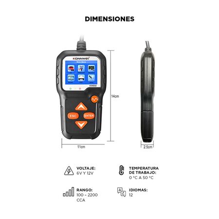 Tester Konnwei Arranque Probador de Baterías KW650