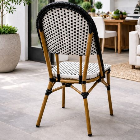 Silla de Diseño Bistro de Exterior Revestida Ratán Premium Apilable