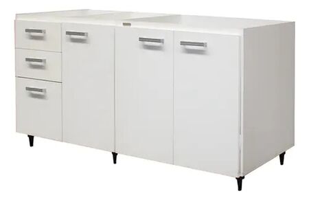Bajo Mesada Platinum Blanco 1.60 X 0.58 4 Puertas 3 Cajones