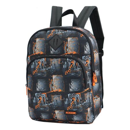 Mochila Nazca Urbana - Espaciosa - Super Liviana Negro/Naranja Estampado