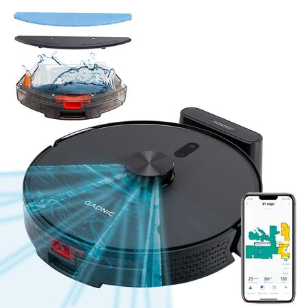 Aspiradora Robot Gadnic Láser 5000 PA Mopa App Inteligente Descarga Automática Batería 3200 mAh 120 Min de Uso