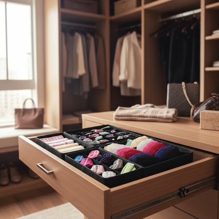Organizadores De Cajones Vivendi Ropa Interior Set Por 4 Negro