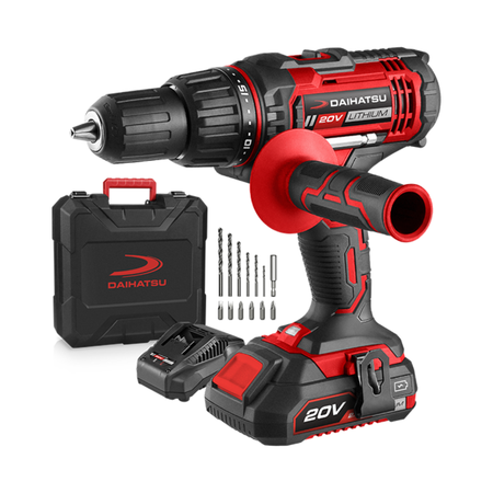 Taladro percutor de Impacto inalambrico 20v 13 mm Daihatsu - en maletin - con bateria con cargador rapido