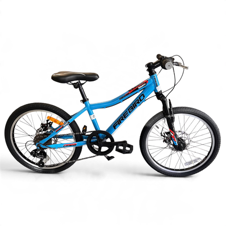 Bicicleta Fire Bird Galaxy _Celeste-Negro _Cuadro de acero _Freno a disco _7vel _  Rodado 20”