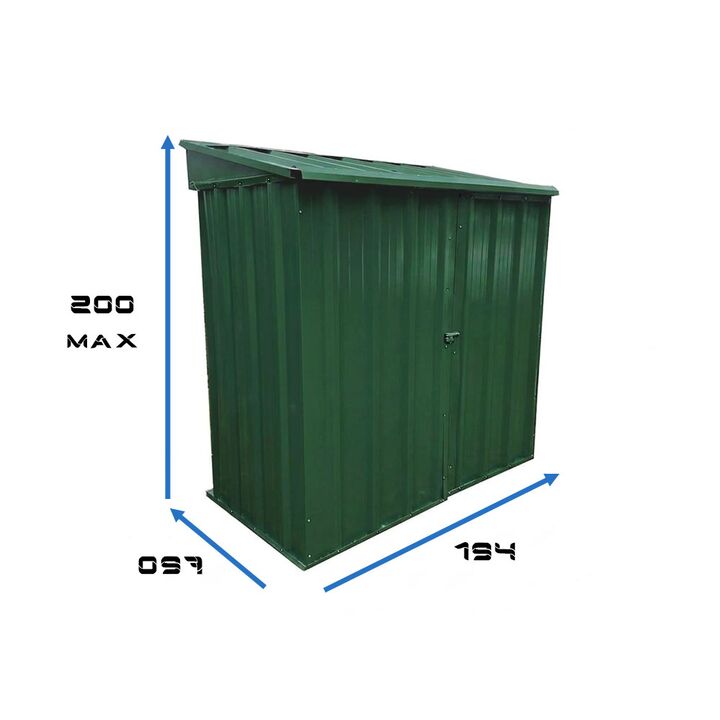 Armario Deposito Galpon de jardin Casi 2x1x2 Techo 1 agua Verde DON ACERO - Vista 2
