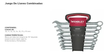 Juego de Llaves Combinadas Wembley 8 Piezas 10 a 19mm Estuche