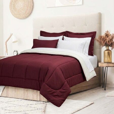 ACOLCHADO REVERSIBLE BORDO Y BLANCO CASABLANCA ORO BITONO DE 2 1/2 PLAZAS