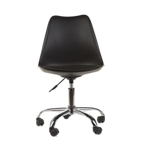 Silla De Oficina Pvc Negra Base Cromada Garden Life