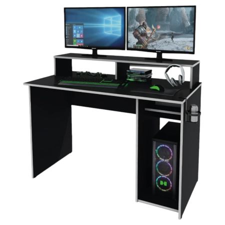 Escritorio Gamer Centro Estant Eg1 Negro/Blanco Melamina
