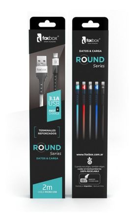 Cable Foxbox Round Micro Usb 2mts Blanco