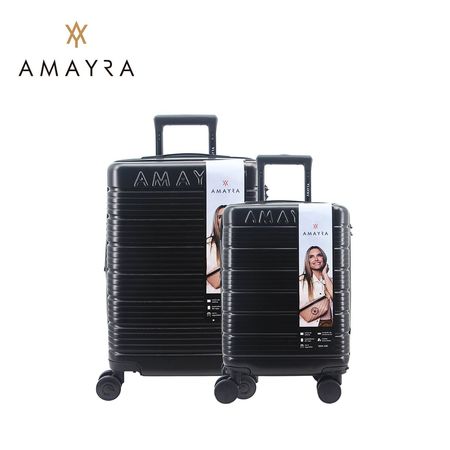 Set Valijas 20" 24" Carry On Reforzadas Abs Amayra Color Negro Ruedas 360