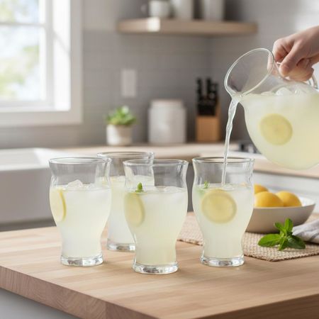 Set x 4 Vasos Vidrio Tragos Agua Gaseosa Cerveza Pasabahce 