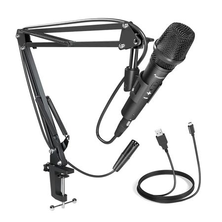 Maono HD300S. Kit de micrófono dinámico USB/XLR con soporte de radio.