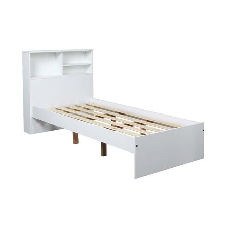 CAMA ECOPACK DE 1 PLAZA CON REPISA COLOR BLANCO