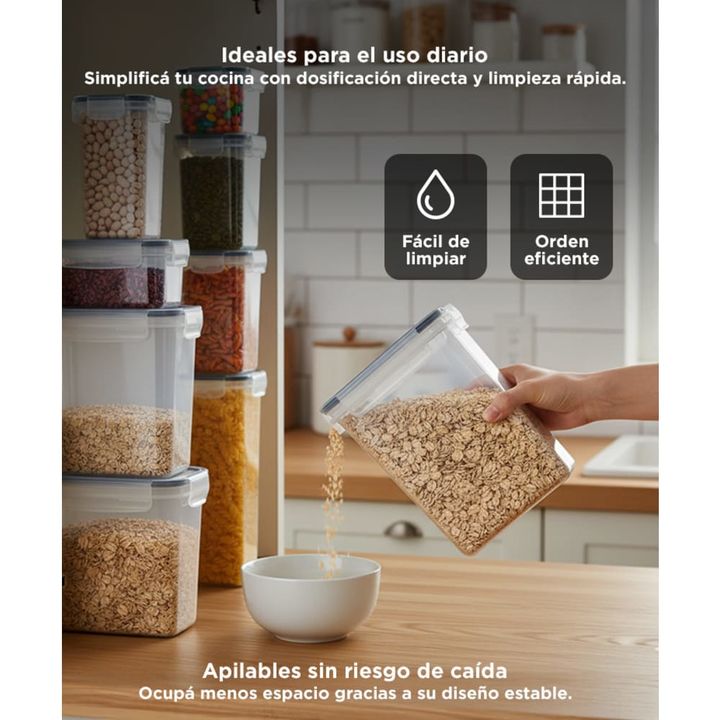 Juego de Contenedores Frascos Herméticos Gadnic Dispenser Cerealero - Vista 4