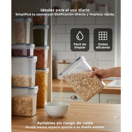 Juego de Contenedores Frascos Herméticos Gadnic Dispenser Cerealero