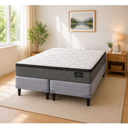 Colchón Resortes King Koil Finesse King 200x200x26 120kg + Sommier WL Gris