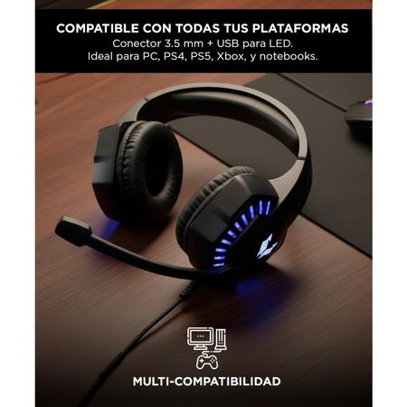Auriculares Gamer Gadnic A2000 LED Compatible Pc Play Consolas