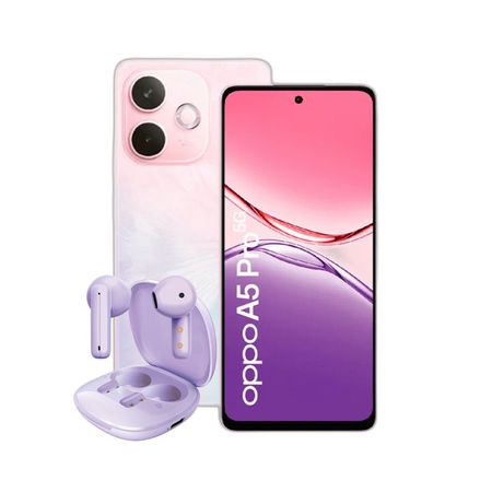 Combo Oppo A5 Pro 5G 8+256GB Pink + Auriculares TWS Dekkin Flat Purple