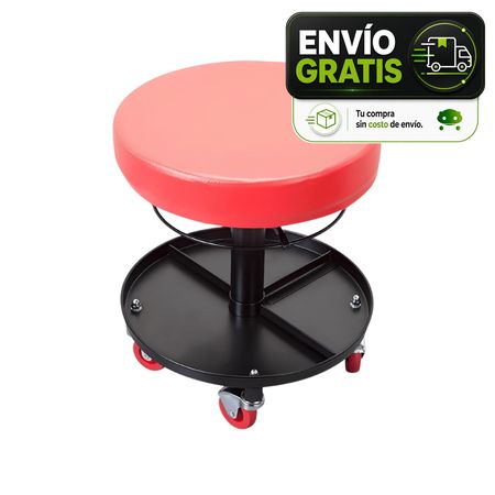 Banqueta Giratoria Regulable para Taller con Ruedas y Bandeja Porta Herramientas