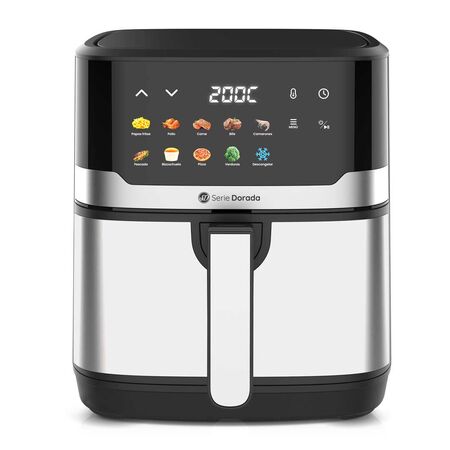 Freidora De Aire Serie Dorada 7.5 Ltr - 1700w Display Digital - Cuerpo Frontal De Acero Inoxidable
