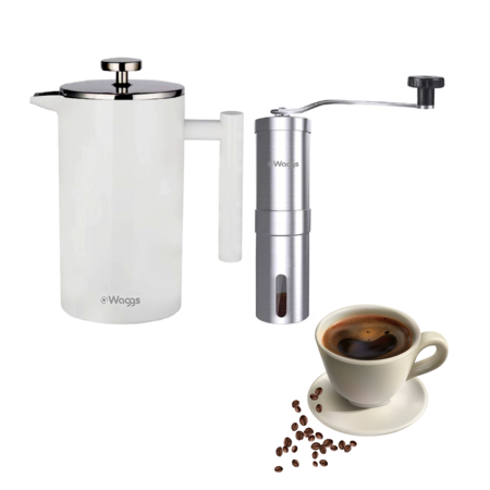 Set Cafetera Prensa Francesa Crema 350ml Y Molinillo Manual Ainox