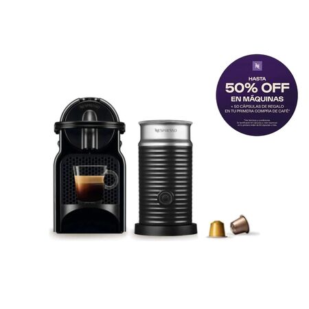 Cafetera Nespresso Inissia Black Curva + Aeroccino A3D40-AR-BK
