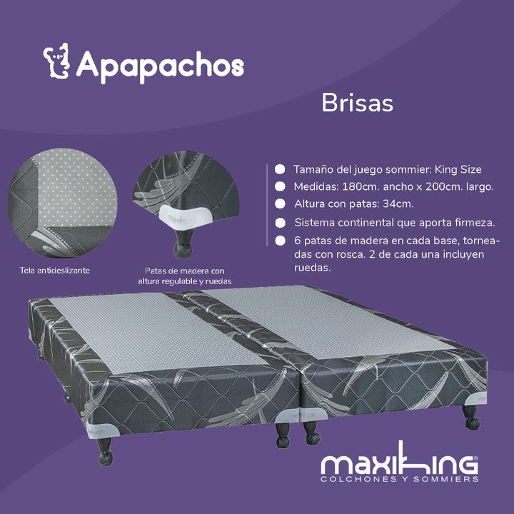 Sommier y Colchon Maxiking Brisas King Size 180x200x30cm Espuma de Alta Densidad Doble Pillow de Jackard - Vista 5