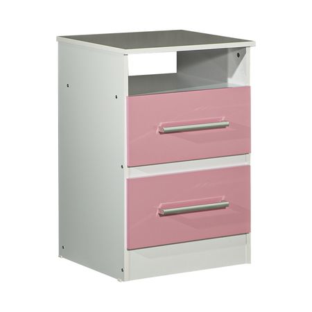 Mesa de Luz Infantil de 2 Cajones Maximo Fortaleza Rosa y Blanco